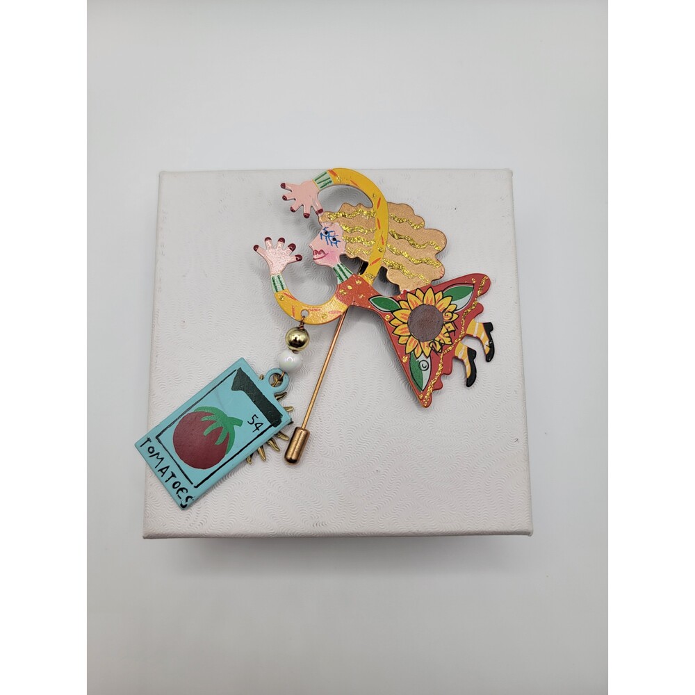 Rossi Dancing Woman Tomato Charm Figural Brooch
